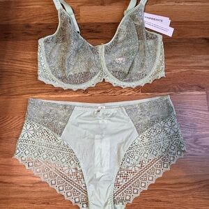 Empreinte Cassiopee bra/panty set, 38F/XL